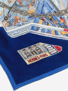Hermes Blue Ferry Tales 100 scarf