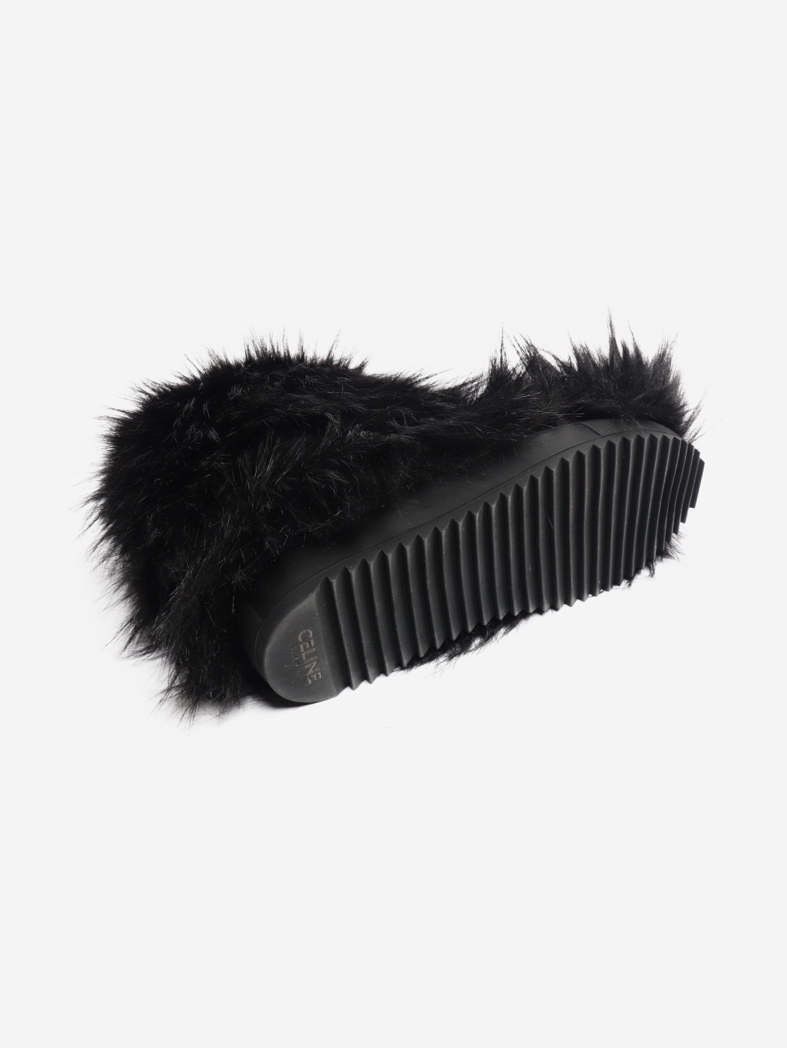 Black faux fur boots - size UK 9 Boots Celine 