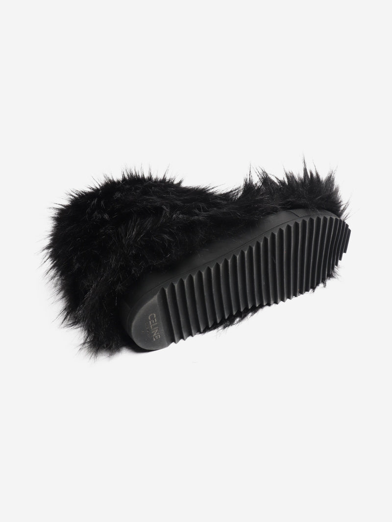 Black faux fur boots - size UK 9 Boots Celine 