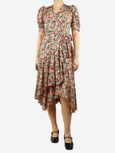 Anna Mason Multicoloured floral midi wrap dress - size UK 8