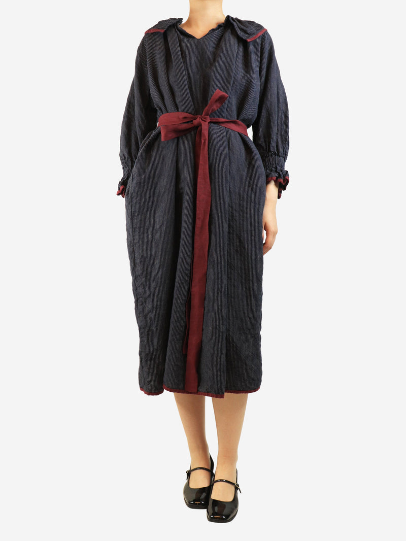 Navy pinstripe linen dress - One size Dresses Kindred of Ireland 