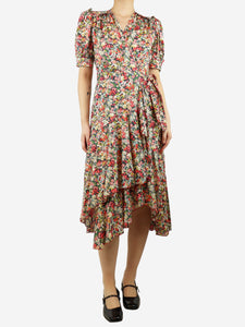 Anna Mason Multicoloured floral midi wrap dress - size UK 8