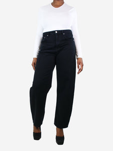 Frame Black mid-rise tapered jeans - size UK 12