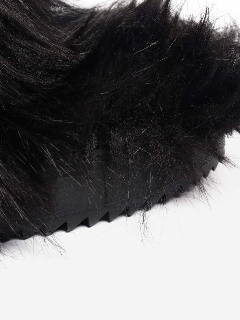 Black faux fur boots - size UK 9 Boots Celine 