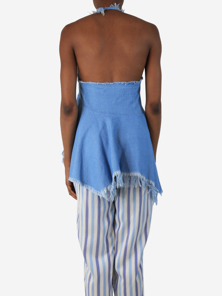 Blue denim halterneck top - size XS alternate image