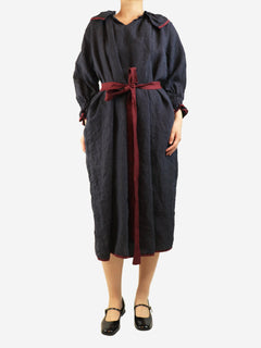 Navy pinstripe linen dress - One size Dresses Kindred of Ireland 
