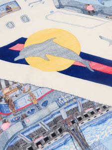 Hermes Blue Ferry Tales 100 scarf