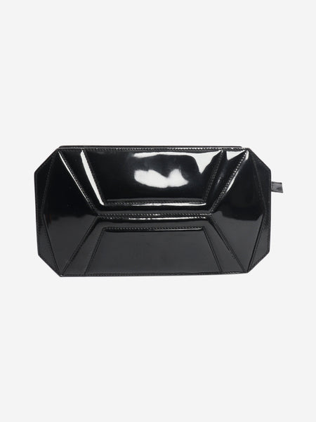 Black patent leather clutch product image