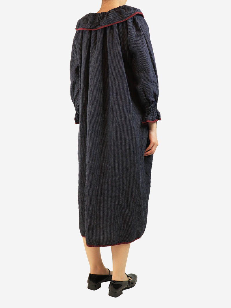 Navy pinstripe linen dress - One size Dresses Kindred of Ireland 
