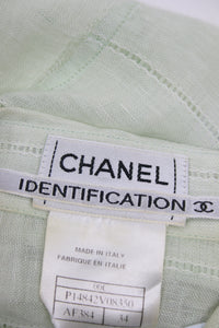 Chanel Pale green sleeveless linen top - size UK 6