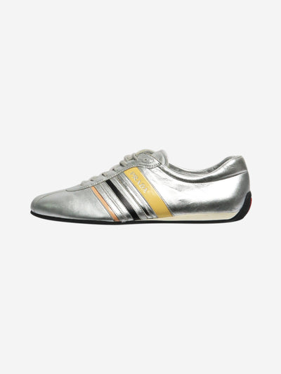 Prada Silver quad-stripe lane sneakers - size EU 41 Trainers Prada 