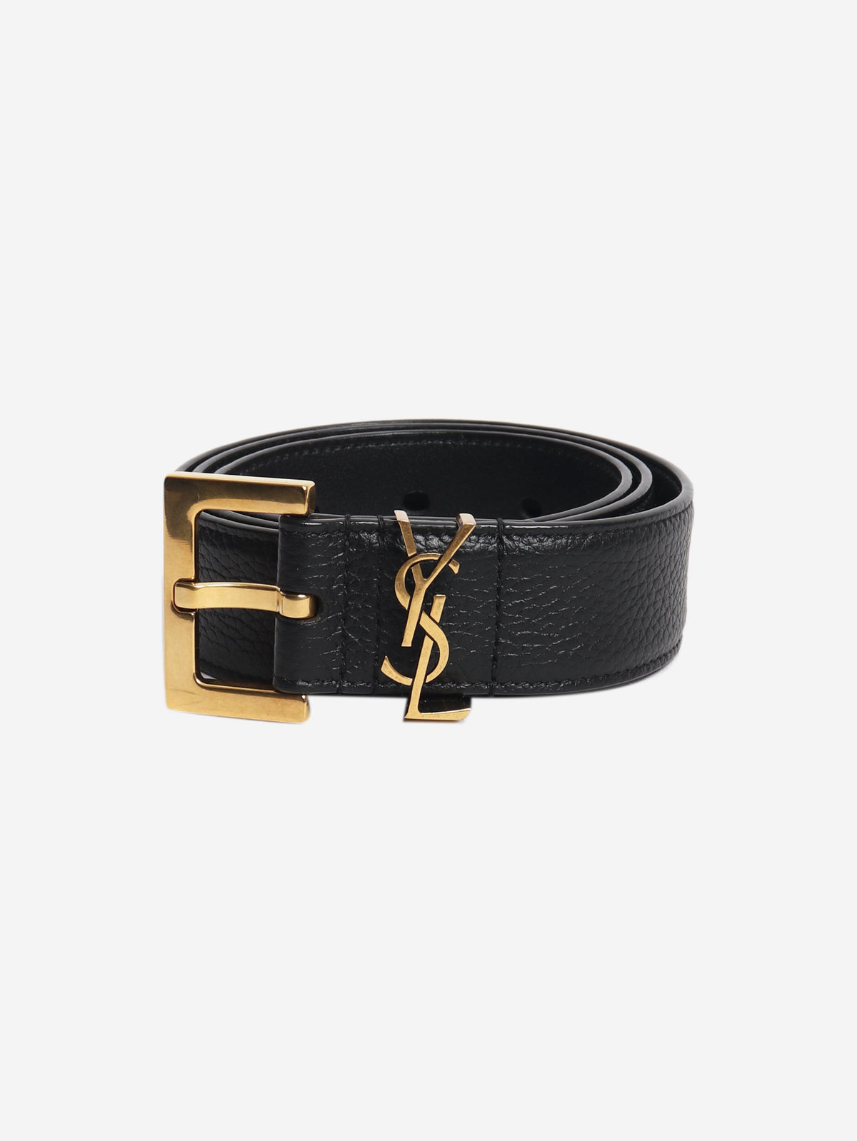 Black leather logo detail belt Belts Saint Laurent 