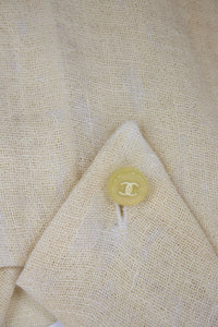 Chanel Pale yellow sleeveless linen shirt - size UK 6