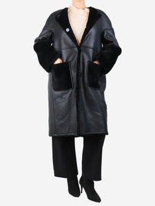Marni Black reversible shearling coat - size UK 10