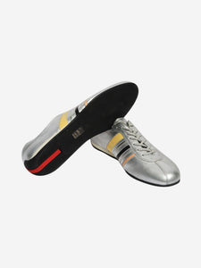 Prada Prada Silver quad-stripe lane sneakers - size EU 41