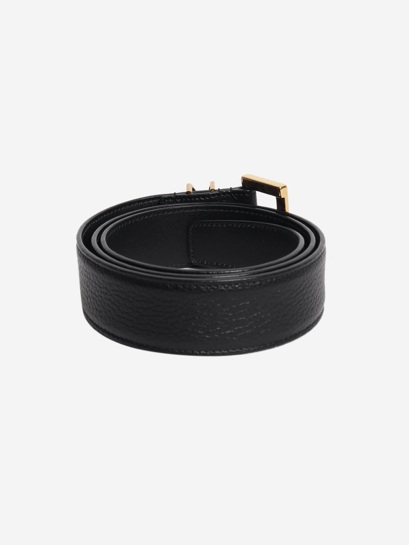 Black leather logo detail belt Belts Saint Laurent 