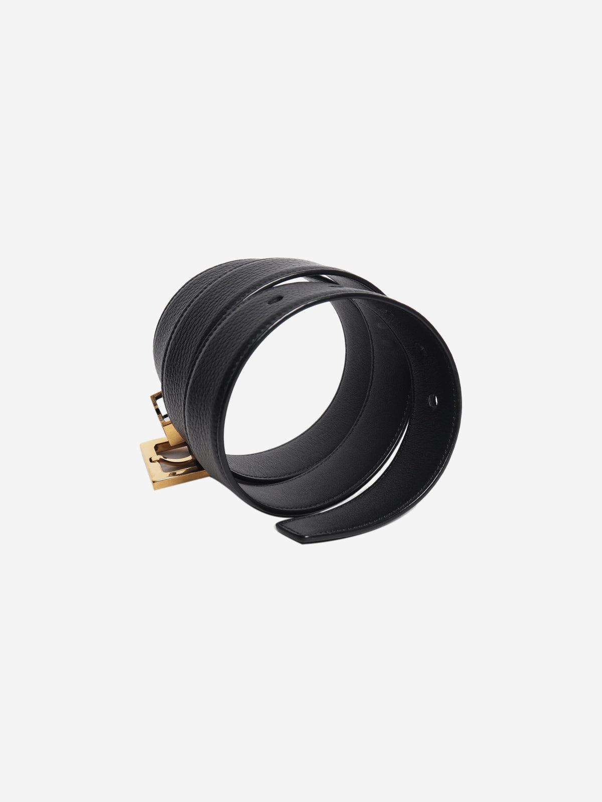 Black leather logo detail belt Belts Saint Laurent 