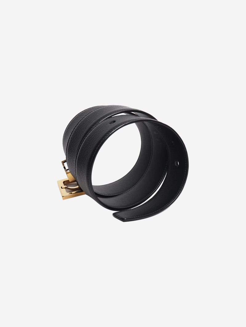 Black leather logo detail belt Belts Saint Laurent 