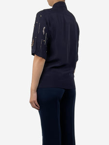 Dries Van Noten Blue embroidered shirt - size UK 10