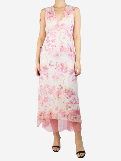 Pink floral printed midi silk dress - size UK 8 Dresses Etro 