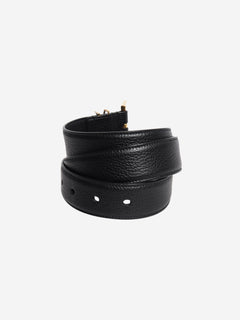 Black leather logo detail belt Belts Saint Laurent 