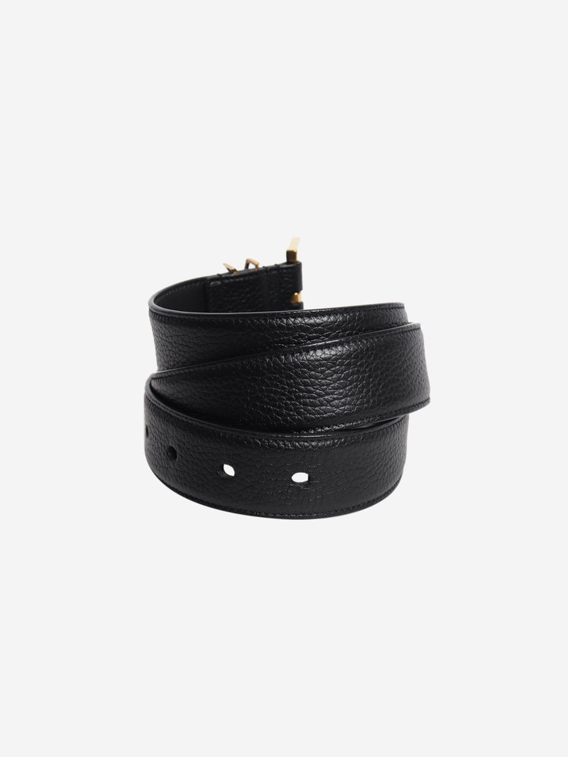 Black leather logo detail belt Belts Saint Laurent 