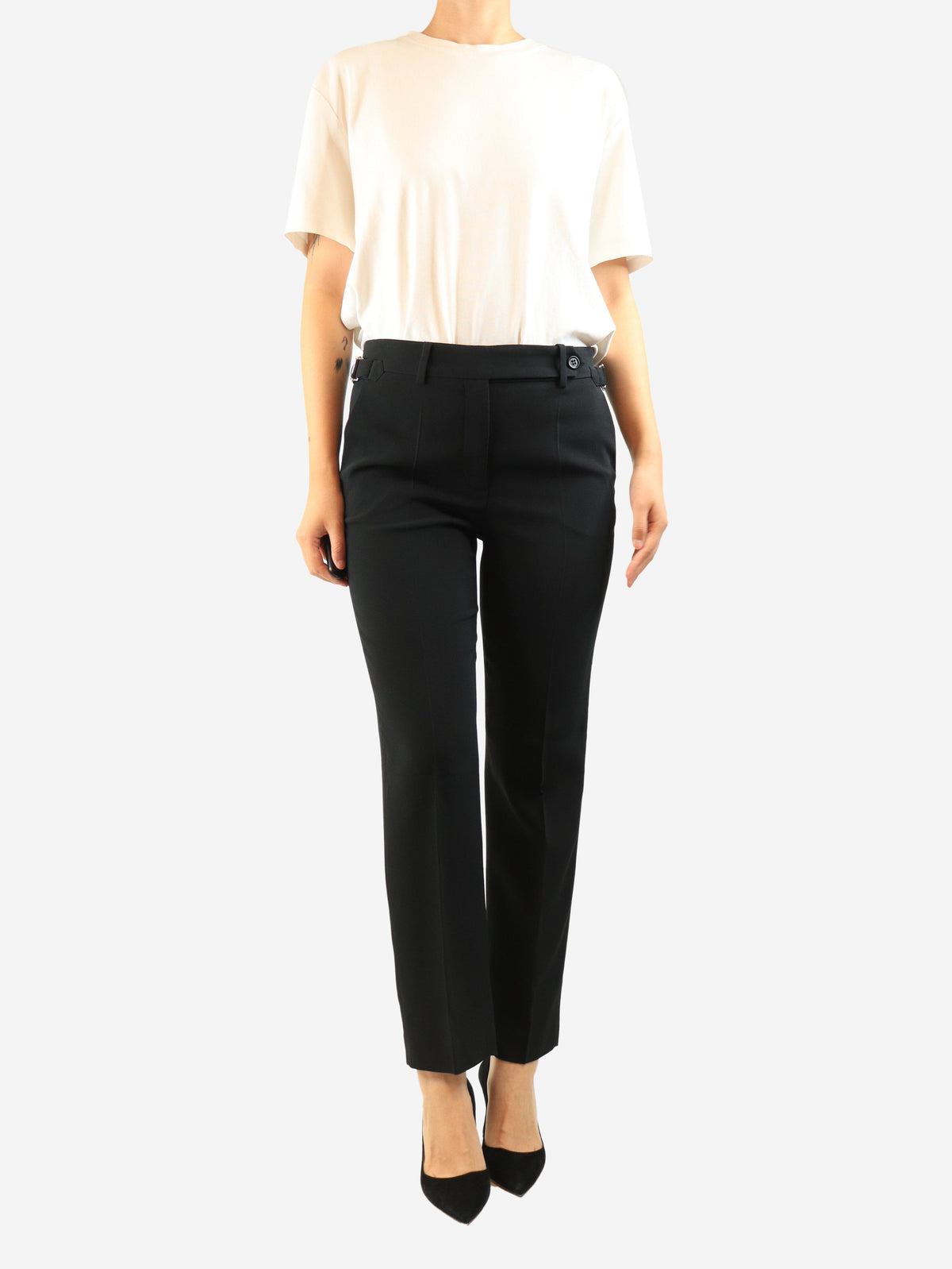 Black buckled trousers - size UK 10 Trousers Red Valentino 