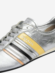 Prada Prada Silver quad-stripe lane sneakers - size EU 41