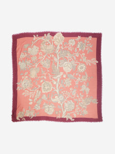 Liberty Purple and pink cashmere and silk-blend floral scarf