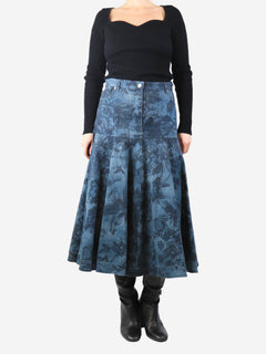 Blue floral denim midi skirt - size UK 14 Skirts Erdem 