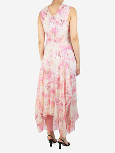 Etro Pink floral printed midi silk dress - size UK 8