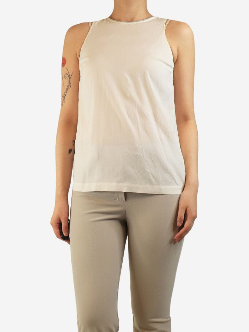 White monili-collar blouse - size S Tops Brunello Cucinelli 