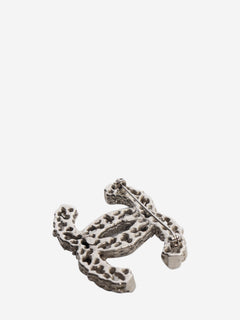 Silver textured openwork CC brooch Brooches Chanel 