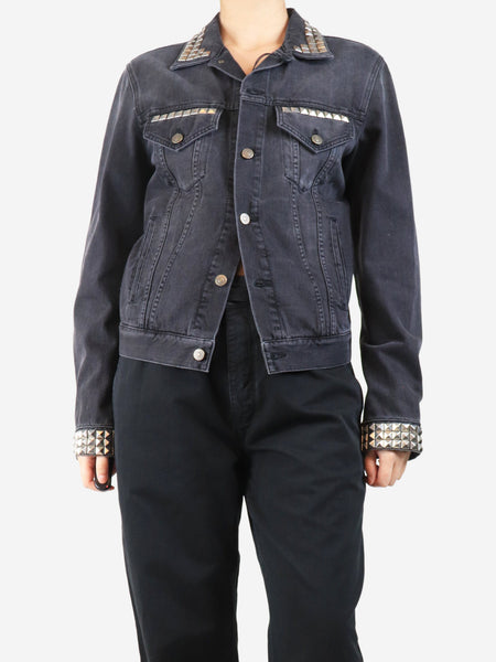 Black studded denim jacket - size UK 14 product image