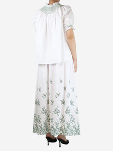 Loretta Caponi White embroidered top and skirt set - size S