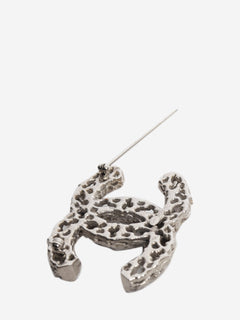 Silver textured openwork CC brooch Brooches Chanel 