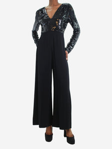 Stella McCartney Black sequin v-neck silk jumpsuit - size IT 38