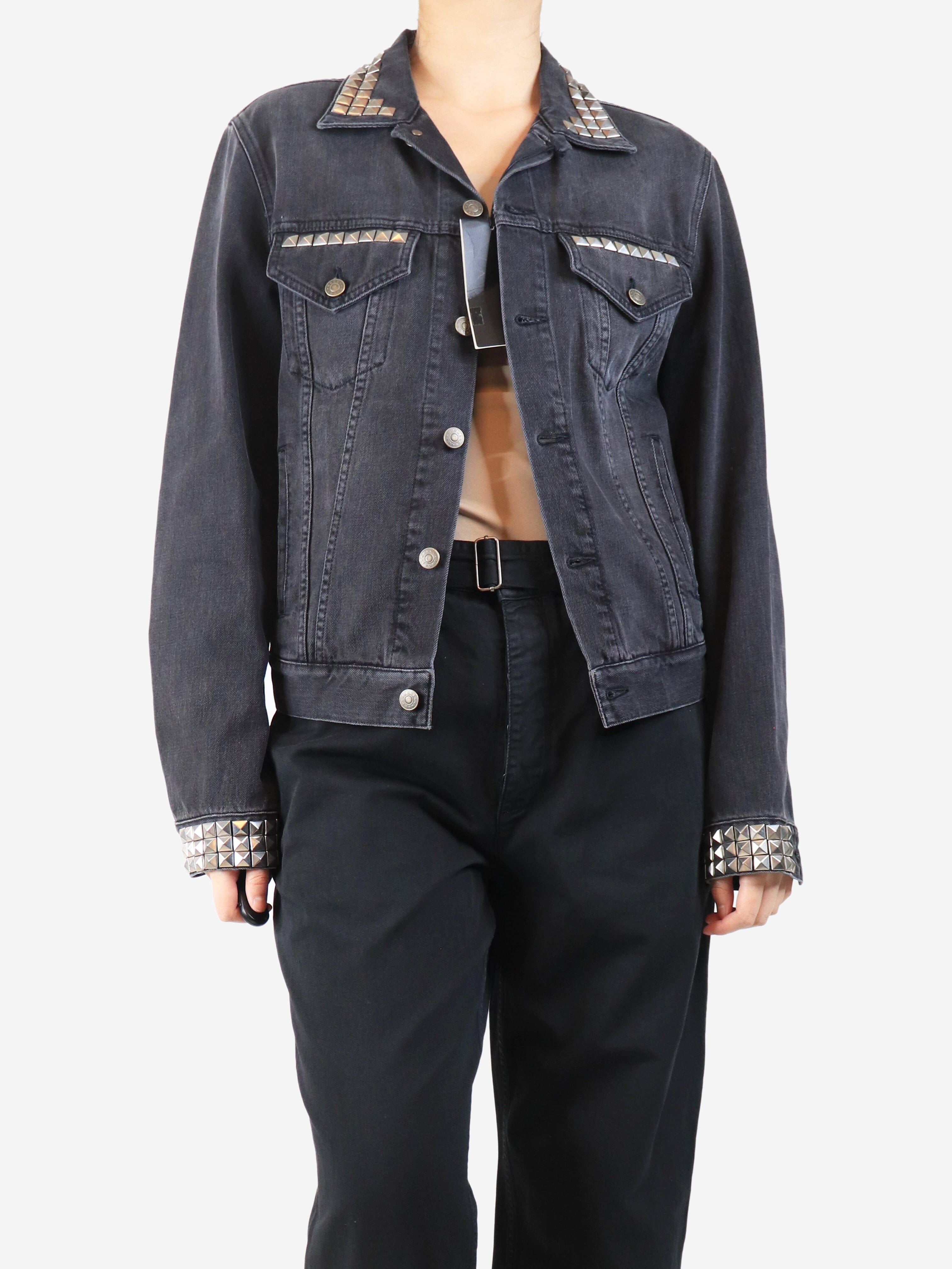 Black studded denim jacket - size UK 14 Coats & Jackets Gucci 