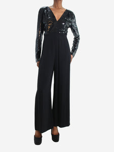 Stella McCartney Black sequin v-neck silk jumpsuit - size IT 38