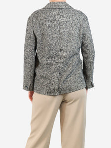 Soeur Black and neutral Herringbone double-breasted jacket - size UK 8