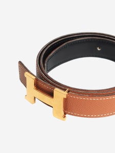 Hermes Brown H belt with gold buckle