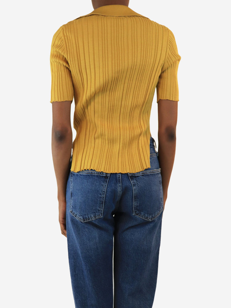 Mustard ribbed v-neck top - size UK 6 Tops Jacquemus 