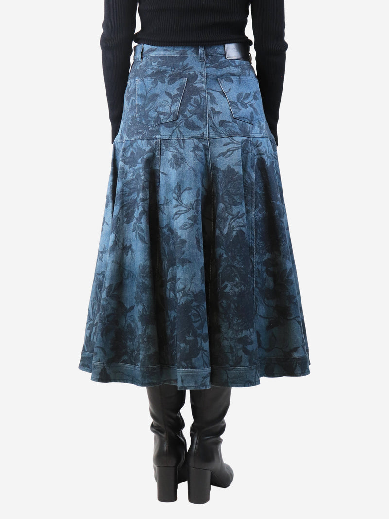 Blue floral denim midi skirt - size UK 14 Skirts Erdem 