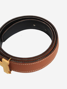 Hermes Brown H belt with gold buckle