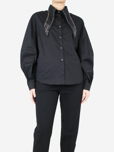 Miu Miu Black bejewelled collar shirt - size S