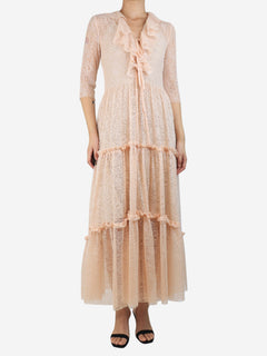 Light pink tiered lace maxi dress - size UK 8 Dresses Philosophy 