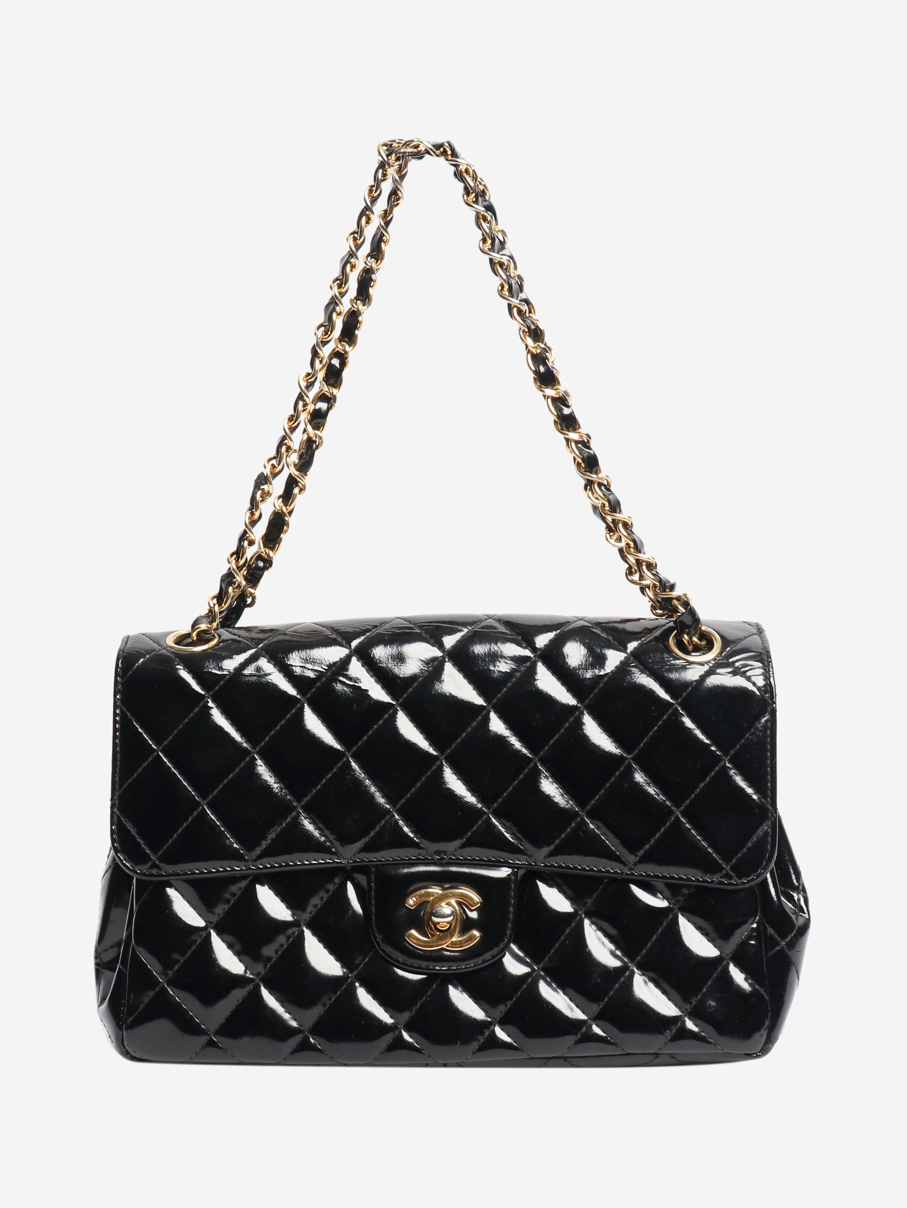Chanel pre-owned black vintage 1994 patent double-sided Classic