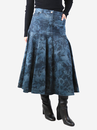Blue floral denim midi skirt - size UK 14 Skirts Erdem 