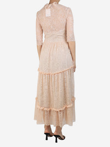 Philosophy Light pink tiered lace maxi dress - size UK 8