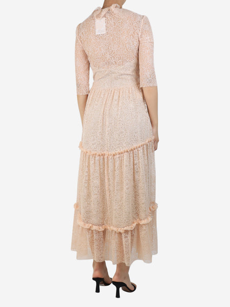 Light pink tiered lace maxi dress - size UK 8 alternate image